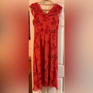 Floral Red Midi Dress